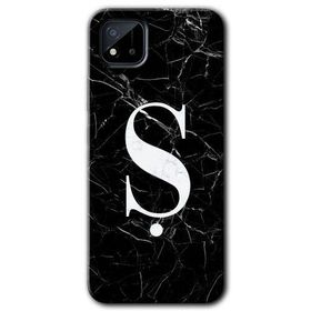 Realme C11 Siyah Mermer Desenli Ş Harfi Baskılı Uyumlu Silikon Kılıf