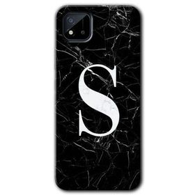 Realme C11 Siyah Mermer Desenli Ş Harfi Baskılı Uyumlu Silikon Kılıf
