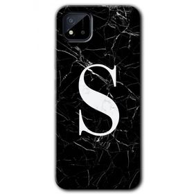 Realme C11 Siyah Mermer Desenli Ş Harfi Baskılı Uyumlu Silikon Kılıf