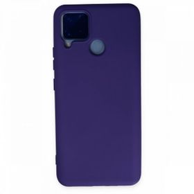 Realme C15 Nano İçi Kadife Silikon Mor Kılıf