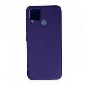 Realme C15 Nano İçi Kadife Silikon Mor Kılıf
