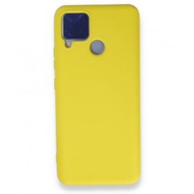 Realme C15 Nano İçi Kadife Silikon Sarı Kılıf