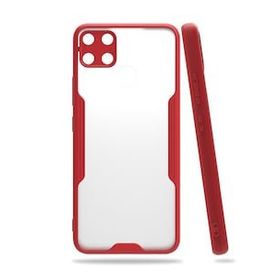 Realme C15 Platin Silikon Kırmızı Kılıf