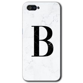 Realme C2 Beyaz Mermer Desenli B Harfi Baskılı Uyumlu Silikon Kılıf