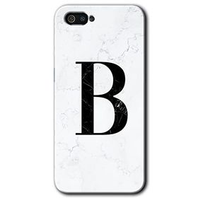 Realme C2 Beyaz Mermer Desenli B Harfi Baskılı Uyumlu Silikon Kılıf