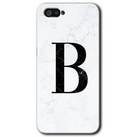 Realme C2 Beyaz Mermer Desenli B Harfi Baskılı Uyumlu Silikon Kılıf