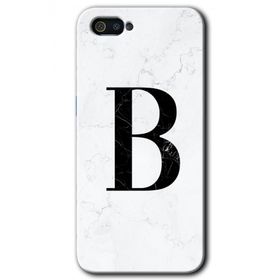 Realme C2 Beyaz Mermer Desenli B Harfi Baskılı Uyumlu Silikon Kılıf