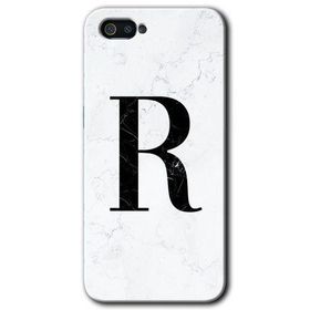 Realme C2 Beyaz Mermer Desenli R Harfi Baskılı Uyumlu Silikon Kılıf