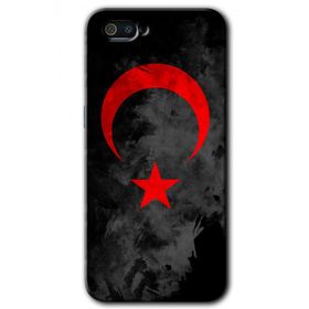 Realme C2 Black Ayyıldız Baskılı Uyumlu Silikon Kılıf