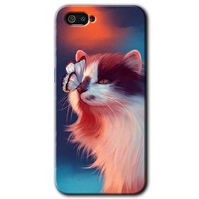 Realme C2 Cat Butterfly Baskılı Uyumlu Silikon Kılıf