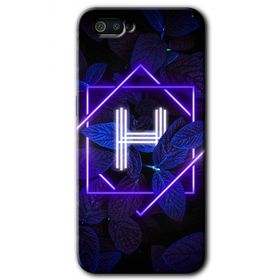 Realme C2 Dark Neon Yaprak H Harfi Baskılı Uyumlu Silikon Kılıf