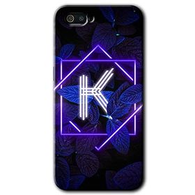 Realme C2 Dark Neon Yaprak K Harfi Baskılı Uyumlu Silikon Kılıf