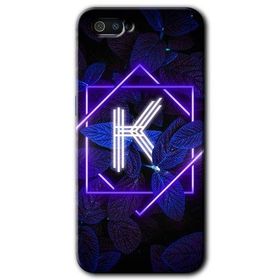 Realme C2 Dark Neon Yaprak K Harfi Baskılı Uyumlu Silikon Kılıf