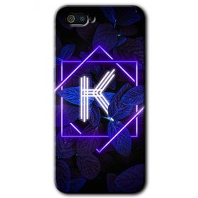 Realme C2 Dark Neon Yaprak K Harfi Baskılı Uyumlu Silikon Kılıf