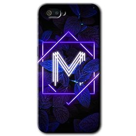 Realme C2 Dark Neon Yaprak M Harfi Baskılı Uyumlu Silikon Kılıf