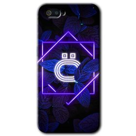 Realme C2 Dark Neon Yaprak O Harfi Baskılı Uyumlu Silikon Kılıf