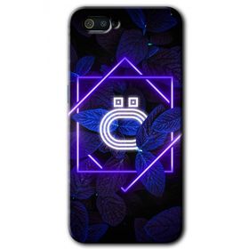 Realme C2 Dark Neon Yaprak O Harfi Baskılı Uyumlu Silikon Kılıf