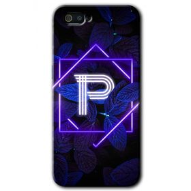 Realme C2 Dark Neon Yaprak P Harfi Baskılı Uyumlu Silikon Kılıf