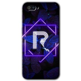 Realme C2 Dark Neon Yaprak R Harfi Baskılı Uyumlu Silikon Kılıf
