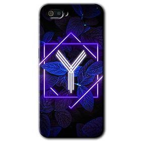Realme C2 Dark Neon Yaprak Y Harfi Baskılı Uyumlu Silikon Kılıf