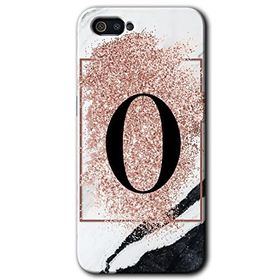 Realme C2 Pembe Mermer Desenli O Harfi Baskılı Uyumlu Silikon Kılıf
