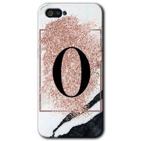Realme C2 Pembe Mermer Desenli O Harfi Baskılı Uyumlu Silikon Kılıf