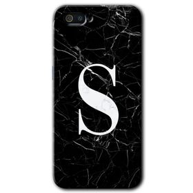 Realme C2 Siyah Mermer Desenli S Harfi Baskılı Uyumlu Silikon Kılıf