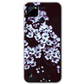 Realme C21 Beyaz Çiçek Baskılı Uyumlu Silikon Kılıf