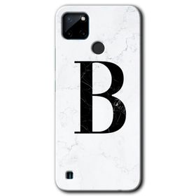 Realme C21 Beyaz Mermer Desenli B Harfi Baskılı Uyumlu Silikon Kılıf