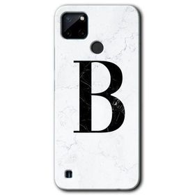 Realme C21 Beyaz Mermer Desenli B Harfi Baskılı Uyumlu Silikon Kılıf