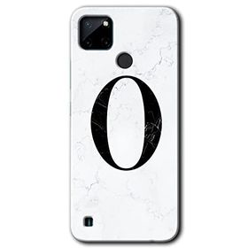 Realme C21 Beyaz Mermer Desenli Ö Harfi Baskılı Uyumlu Silikon Kılıf