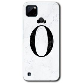 Realme C21 Beyaz Mermer Desenli Ö Harfi Baskılı Uyumlu Silikon Kılıf