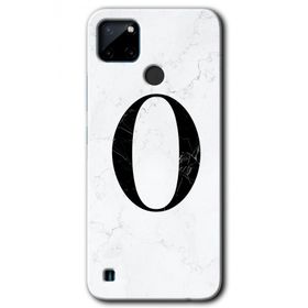 Realme C21 Beyaz Mermer Desenli Ö Harfi Baskılı Uyumlu Silikon Kılıf