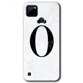 Realme C21 Beyaz Mermer Desenli Ö Harfi Baskılı Uyumlu Silikon Kılıf