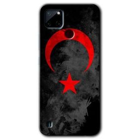 Realme C21 Black Ayyıldız Baskılı Uyumlu Silikon Kılıf