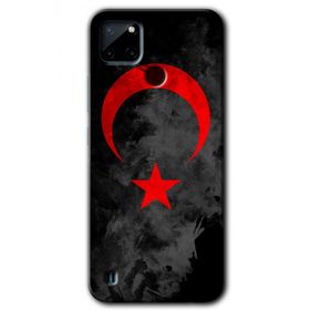 Realme C21 Black Ayyıldız Baskılı Uyumlu Silikon Kılıf
