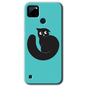 Realme C21 Cat Vector Baskılı Uyumlu Silikon Kılıf