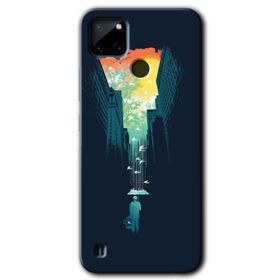 Realme C21 City Bird Sky Baskılı Uyumlu Silikon Kılıf