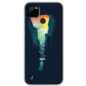 Realme C21 City Bird Sky Baskılı Uyumlu Silikon Kılıf