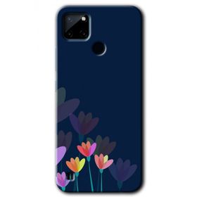 Realme C21 Çizim Çiçekleri Baskılı Uyumlu Silikon Kılıf