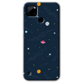 Realme C21 Çizim Gezegen Baskılı Uyumlu Silikon Kılıf