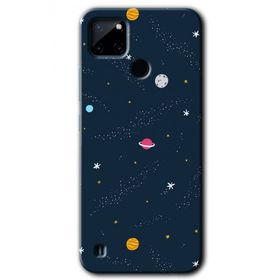 Realme C21 Çizim Gezegen Baskılı Uyumlu Silikon Kılıf