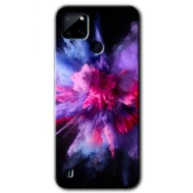 Realme C21 Color Splash Purple Baskılı Uyumlu Silikon Kılıf