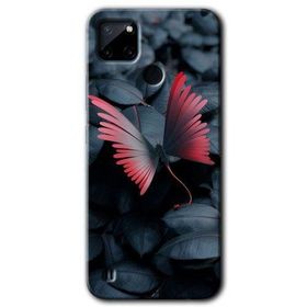 Realme C21 Dark Butterfly Baskılı Uyumlu Silikon Kılıf
