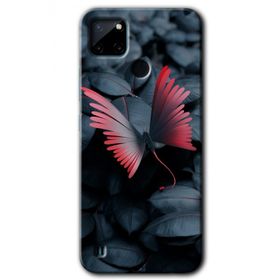 Realme C21 Dark Butterfly Baskılı Uyumlu Silikon Kılıf
