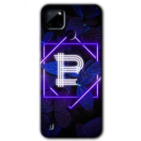 Realme C21 Dark Neon Yaprak B Harfi Baskılı Uyumlu Silikon Kılıf