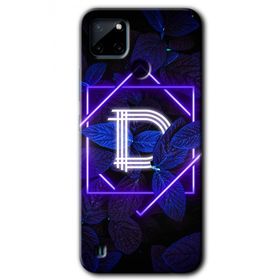 Realme C21 Dark Neon Yaprak D Harfi Baskılı Uyumlu Silikon Kılıf