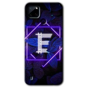Realme C21 Dark Neon Yaprak E Harfi Baskılı Uyumlu Silikon Kılıf