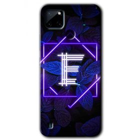 Realme C21 Dark Neon Yaprak E Harfi Baskılı Uyumlu Silikon Kılıf