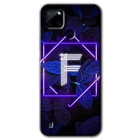Realme C21 Dark Neon Yaprak F Harfi Baskılı Uyumlu Silikon Kılıf